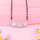 92.5 Silver Triple Cushion Solitaire Mangalsutra For Women